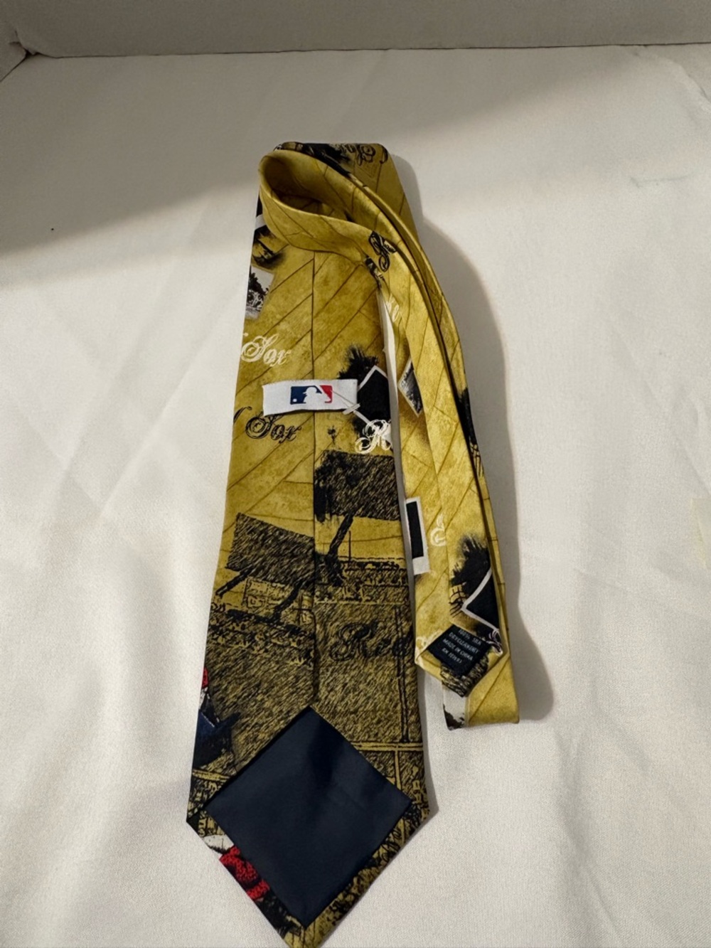 vintage-style Boston Red Sox necktie nostalgic baseball imagery team logos men’s